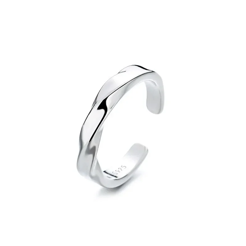 Trendy Men Stacked Ring Hip Hop Open Imitation Thai Silver Mobius Personality Index Finger Ring Fashionable Male Jewelry