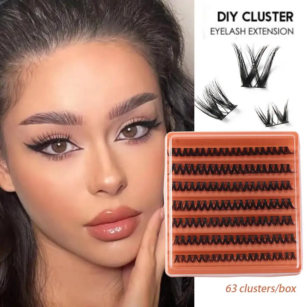 

63Cluster/Box Soft Individual Cluster Eyelashes 10/12/14mm DIY Fluffy Cross False Eyelashes Fairy Lashes Extension