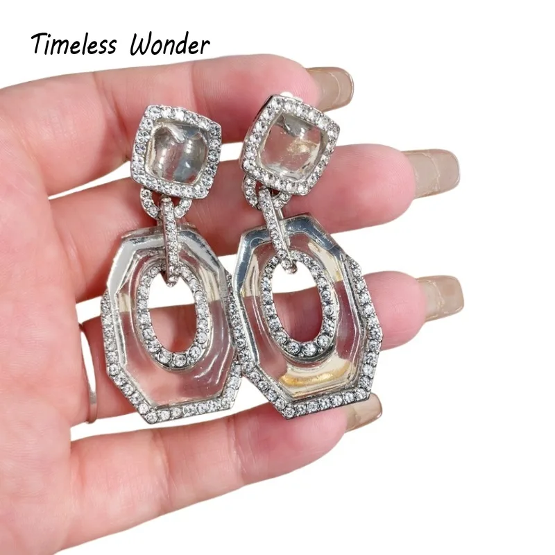 

Timeless Wonder Retro Zircon Geo Stud Earrings for Women Designer Jewelry Punk Luxury Cute Trendy Runway Rare Korean Japan 5322