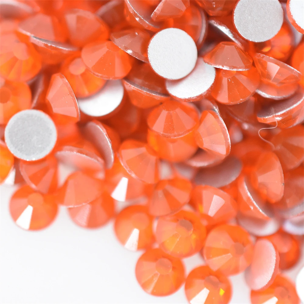 1440PCS SS4-40 Hyacinth Glass Orange Red Nail Art Decorations Non Hotfix FlatBack Rhinestones Loose Stones Crystals  Strass DIY