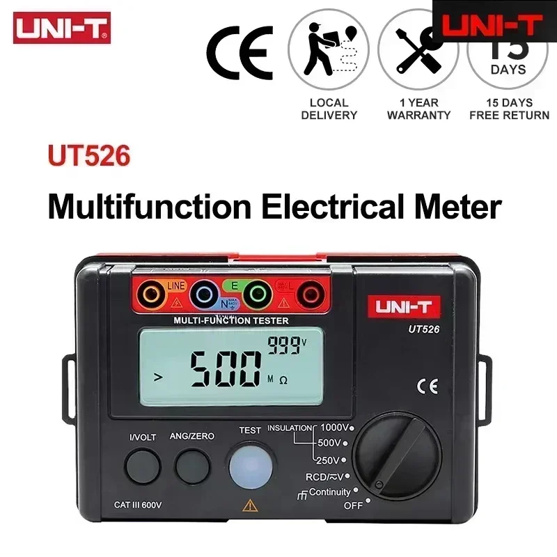 UNI-T Multifunction Electrical Meter UT526 0.05MΩ~500MΩ Insulation Resistance Meter Rcd Tester Electrical Installation Tester