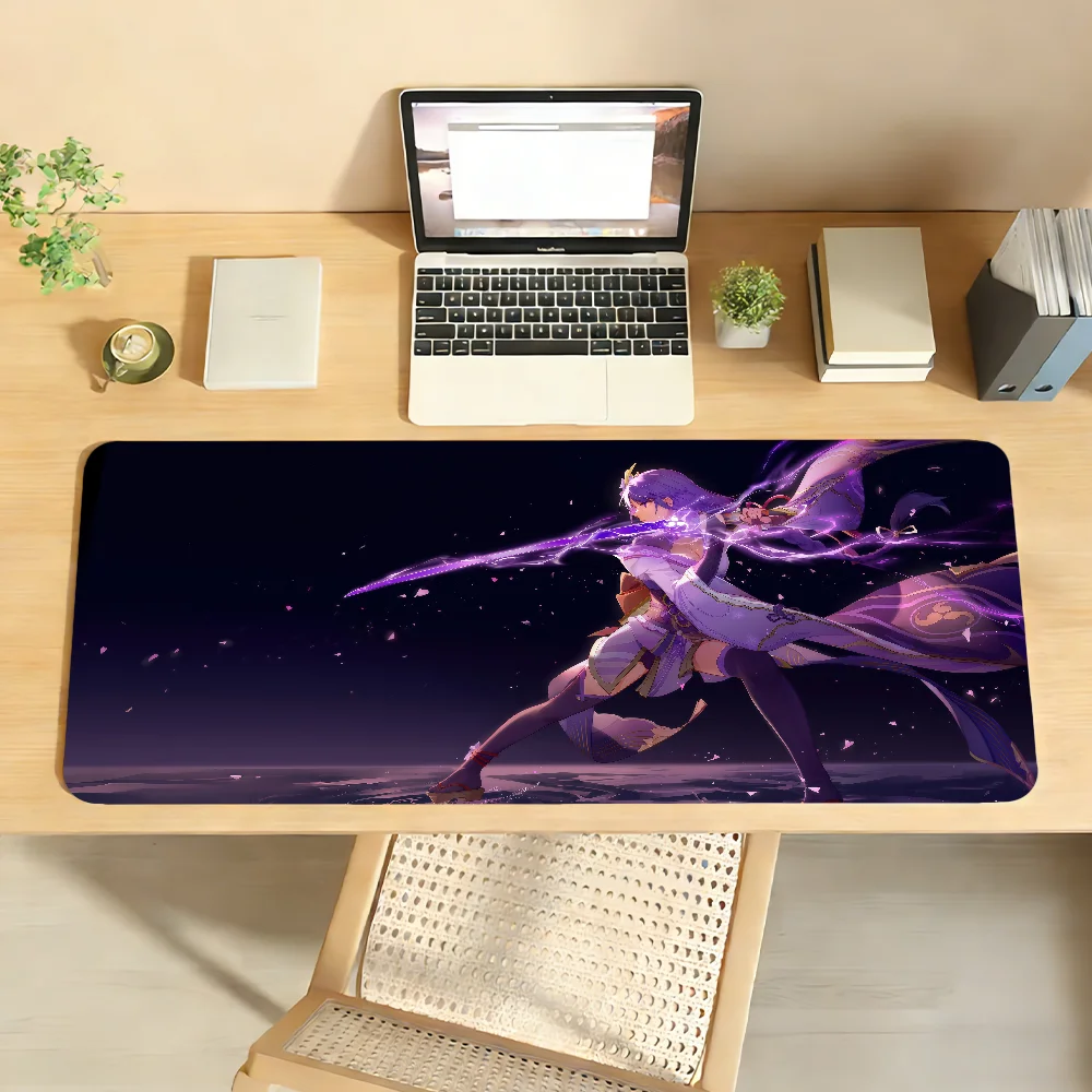 Genshin Impact Raiden Shogun MousePad Non-slip Locking Edge DeskMat PC Laptop Accessories Rubber Office Keyboard Game 350x900x3