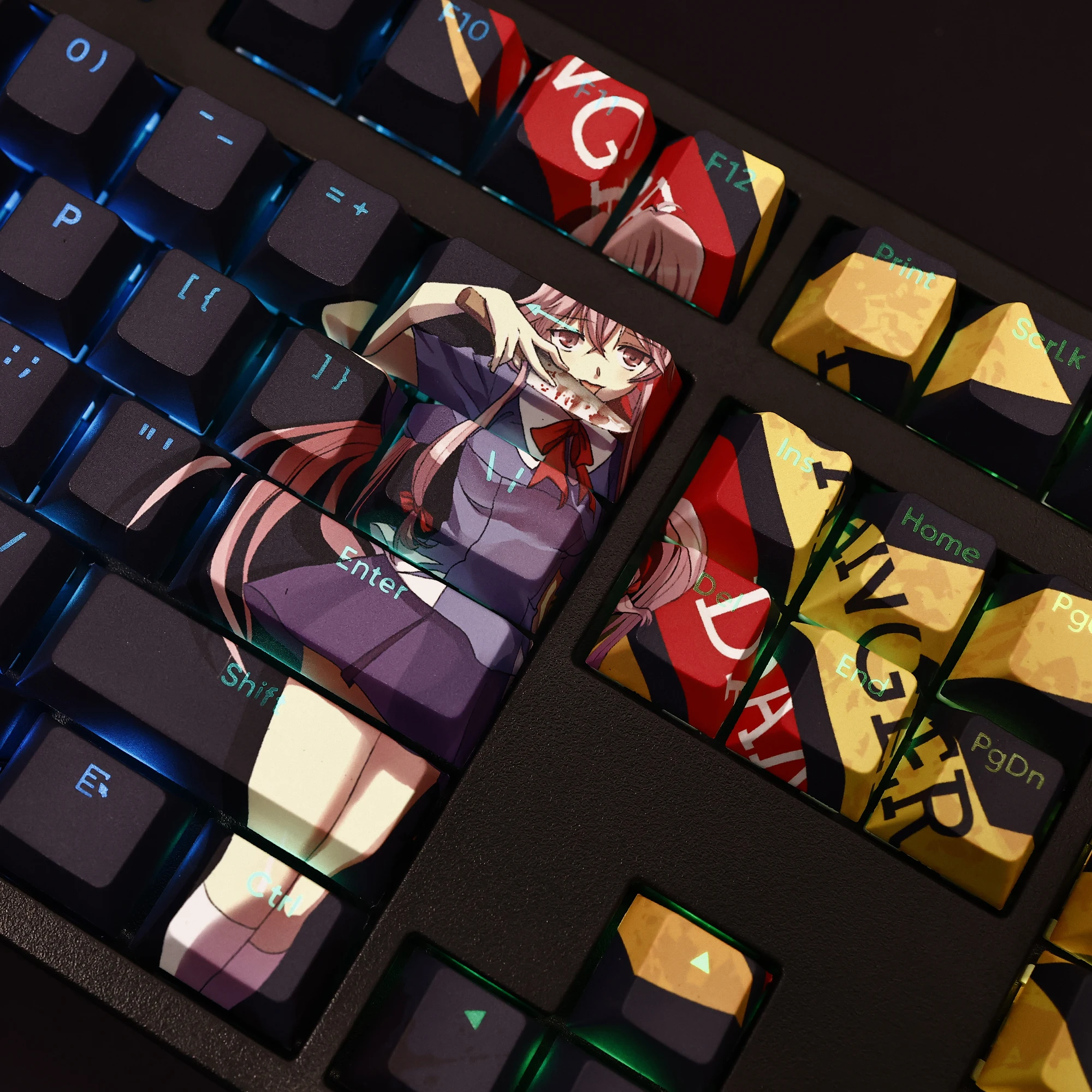 Imagem -03 - Diy Teclados Mecânicos com Teclados Pbt Futuro Diário Gasai Yuno Jogos de Anime Beleza Menina Chave Caps Cereja Altura mx 108 Teclas por Conjunto