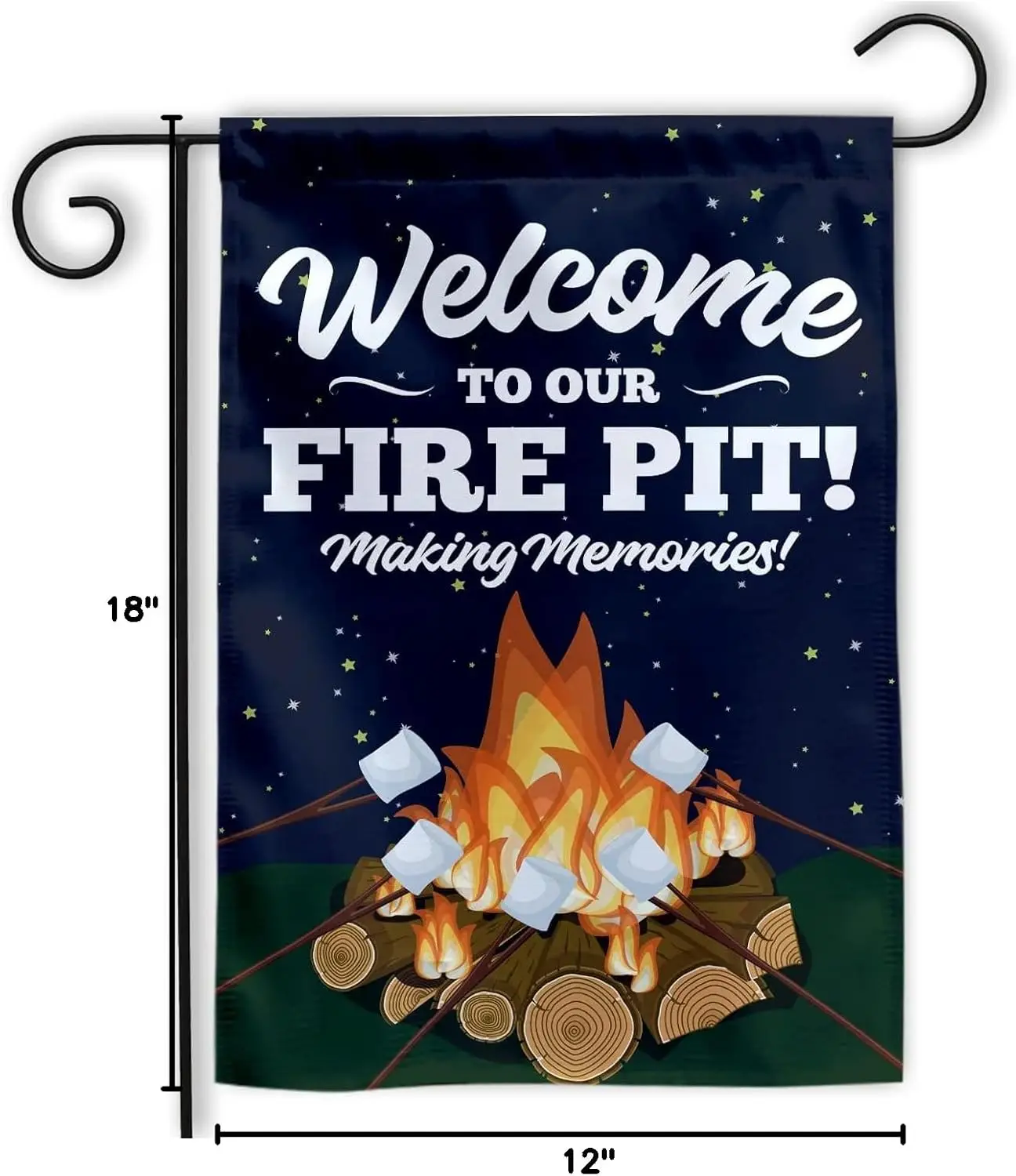 MAIANEY (12 "x 18") مرحبا بكم في حفرة النار حديقة العلم التخييم حديقة العلم صنع ذكريات المخيم المعسكر Y FFI