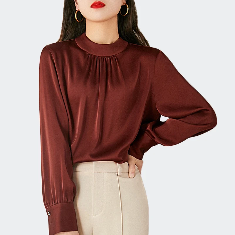 

Весенне-осенние элегантные модные атласные блузки с бантом на спине, женские топы 2025 года, офисные женские свободные рубашки с длинными рукавами, повседневная одежда