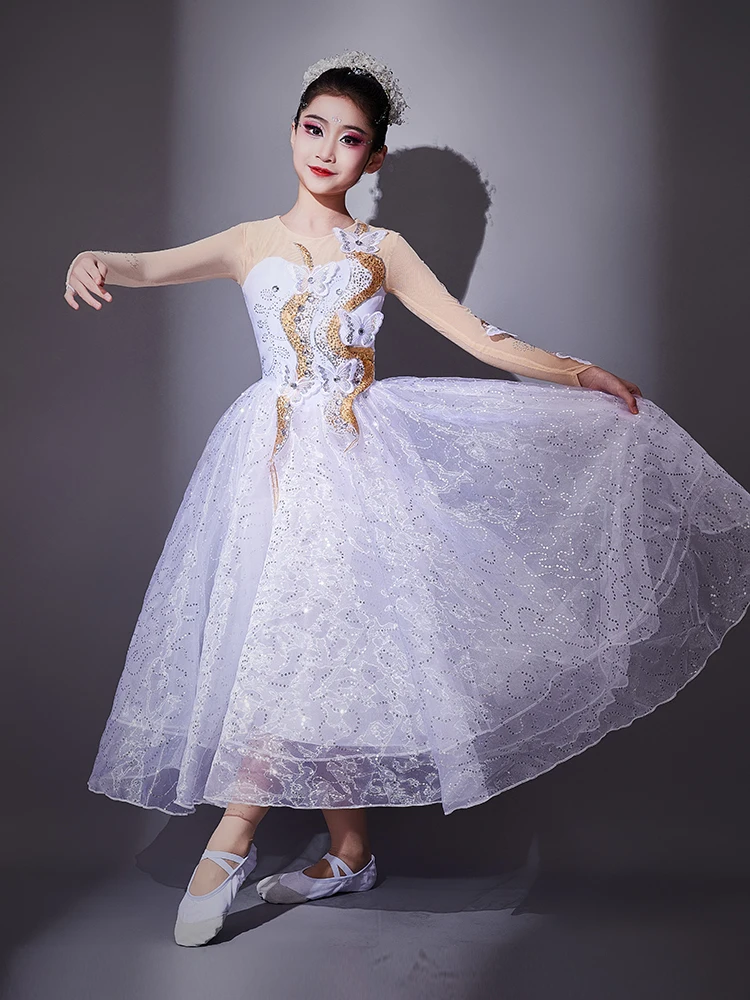 children's-ballet-skirt-dr-white-opening-dance-performance-costume-girls-puffy-long-skirt-stage-performance-outfit