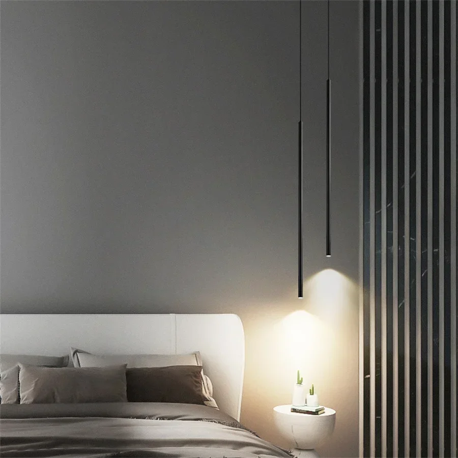 Modern Minimalist Living Room Decoration Chandelier Simple Bedside Long Line Pendant Light Ceiling Lamp LED Creative Chandelier