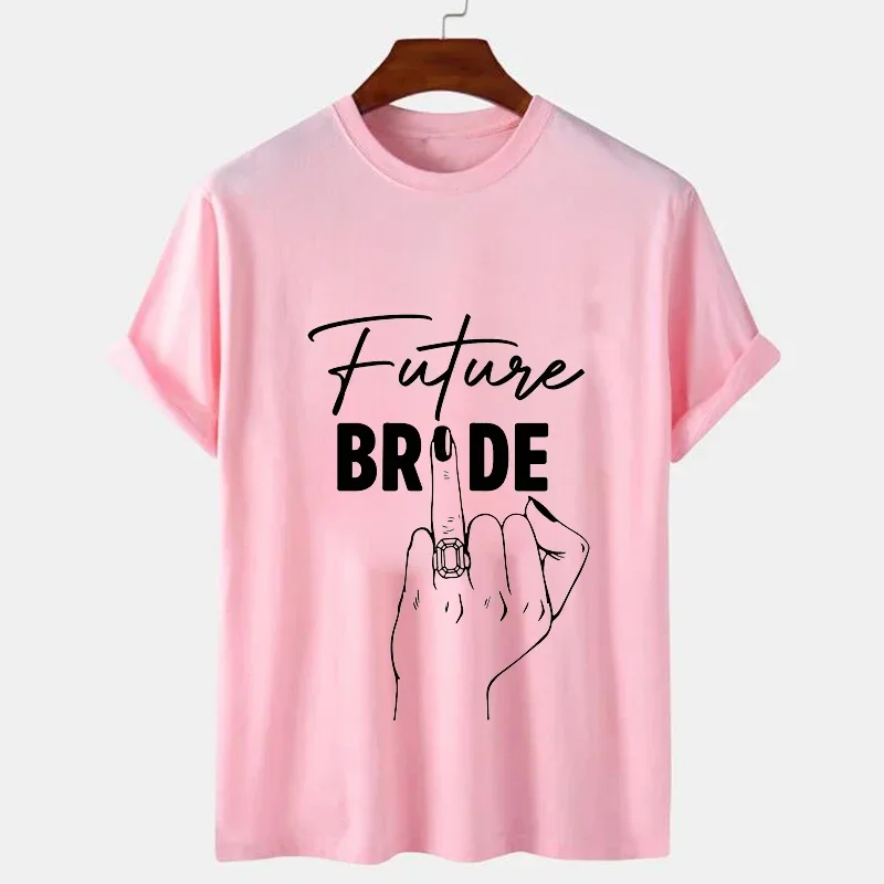 Summer Top Woman Clothing Future Bride Wedding Bachelorette T-shirt Short Sleeve Bride Ring Finger Bride Team Wedding Party Tees