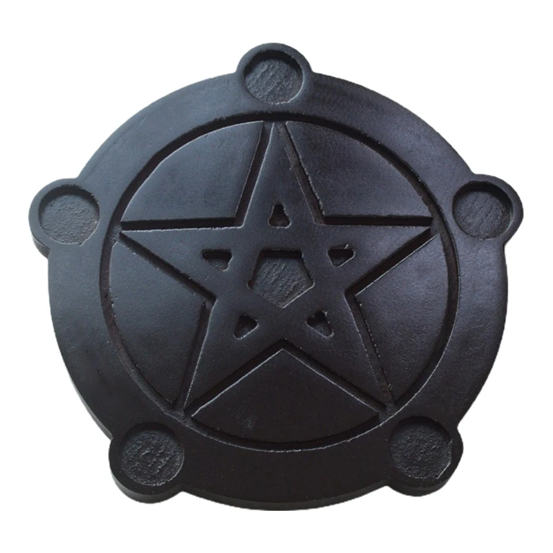 Wooden Pentacle Runes Holder Wiccan Witchcraft Altar Ritual Light Holders