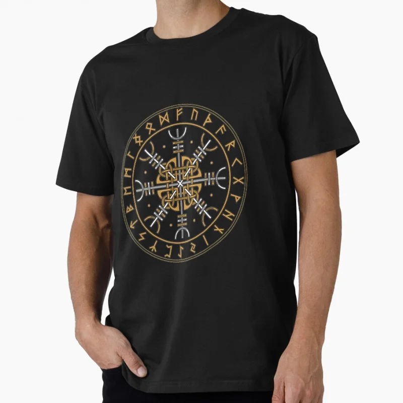 

Aegishjalmur Nordic Viking Symbol Helm Of Awe Celtic runes valhalla mythology gift T shirt for man Large size Tops S-6XL