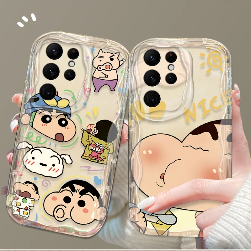 Милый мягкий чехол C-Crayon S-ShinChan 3D Wave для Samsung Galaxy S24 Ultra S23 S22 Plus S21 S20 FE A25 A55 A35 A15 A16 A05 A05S A06