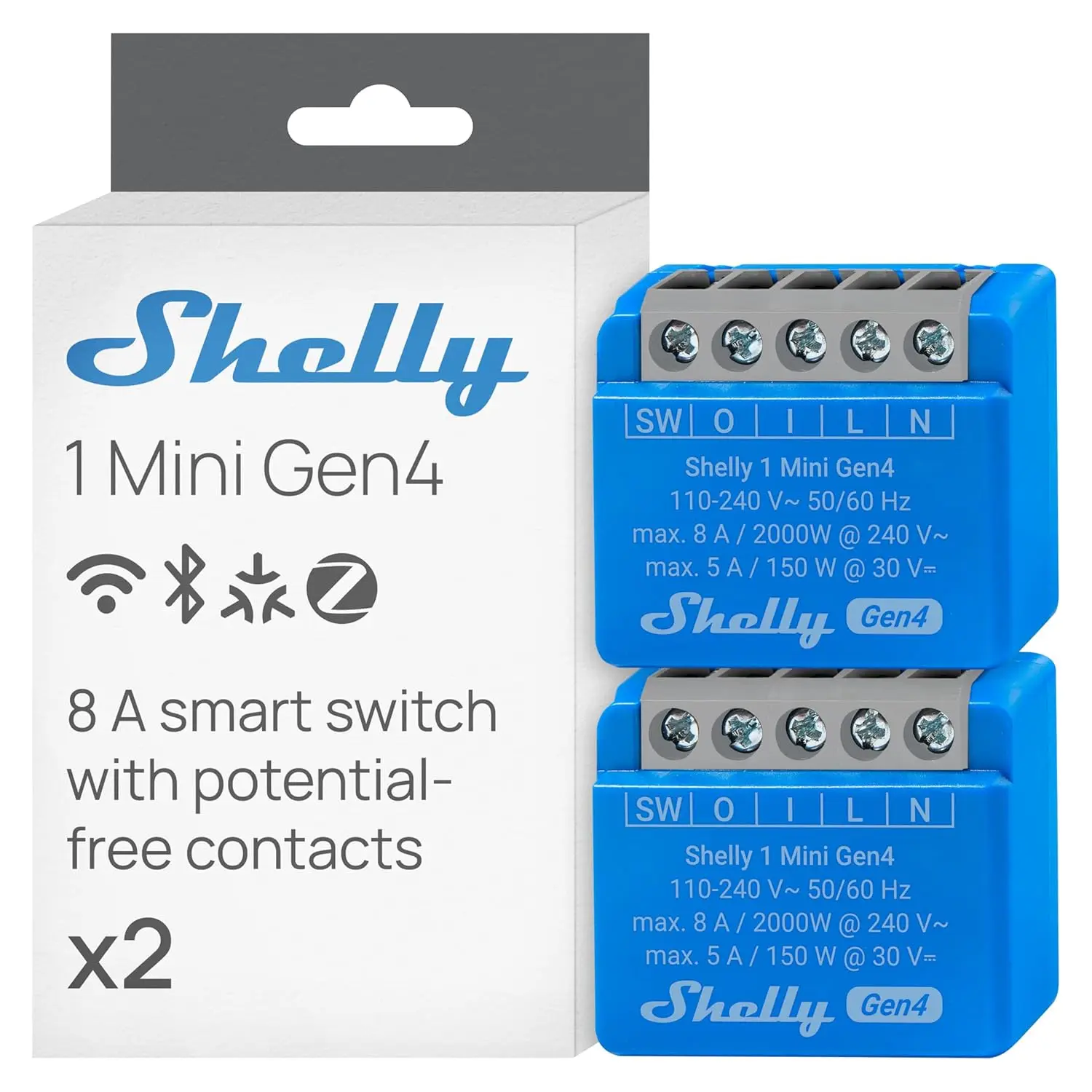 

Shelly 1 Mini Gen4 | Wi-Fi, Zigbee & Matter Smart Relay Switch With Dry Contacts, 1-Channel 8A | Home Automation | Alexa, SmartT