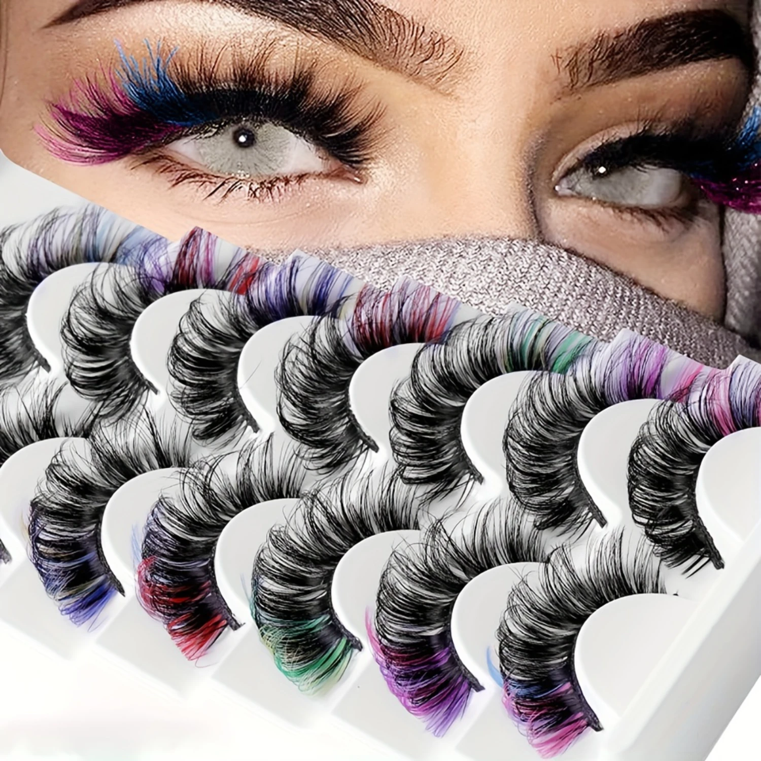 

Fluffy Faux Mink Lashes: 7 Pairs with Crisscross Design for Volume, Curly Look - Stage, Party, Cosplay Makeup