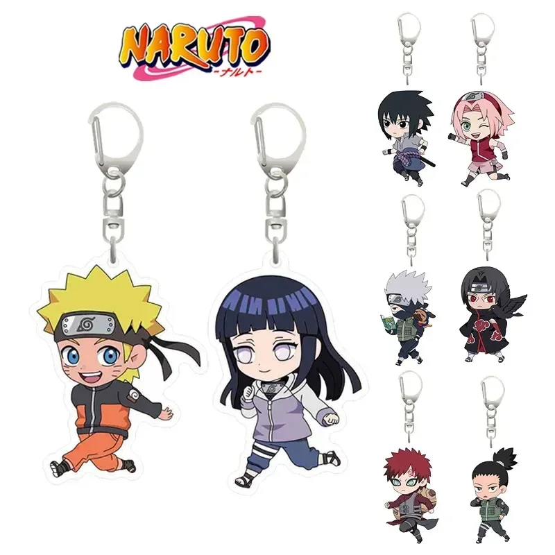 Anime Naruto Characters Keychain Cute Car Bag Pendent Man Women Accessories Uchiha Sasuke Hyuga Hinata Hatake Kakashi Jewelry