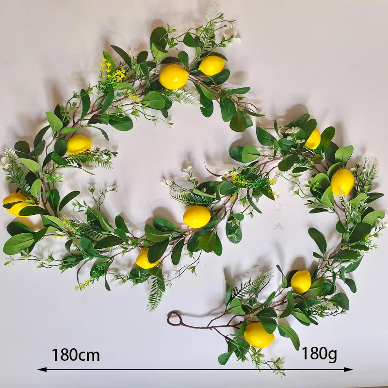 

Simulation lemon rattan lemon leaf water grass indoor green plant decoration wall hanging pendant artificial rattan