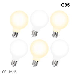 Bombilla LED Edison E27, Bombilla de cristal esmerilado G95, 85V-265V, globo, blanco cálido, 3000K, blanco Natural, 4500K
