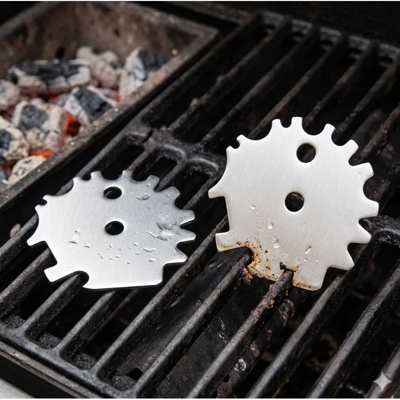 Stainless Steel BBQ Grill Scraper, 1 Count, Ideal for Grill Grate Cleaning & Camping Use, Dishwasher Safe, Bristle-Free