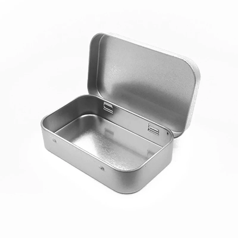 Silver Flip Storage Tool Box, lata de metal, moeda, doces, chave, cartão de visita, 1pc