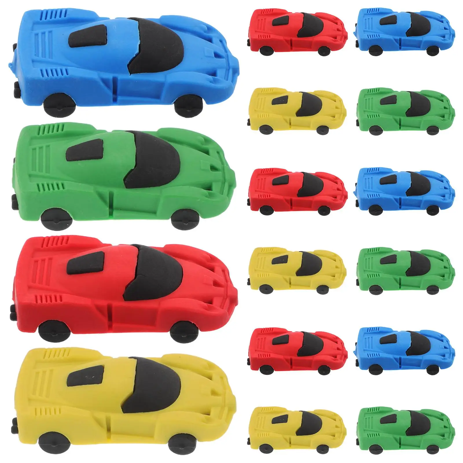 

20 Pcs Car Shaped Erasers Cartoon Rubber Safe Material Kids School Supplies Gifts Toy Collectibles Mixed Colors