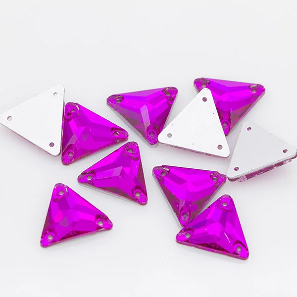 30p 16mm 17-colors Triangle silver Flatback fancy glass Stone sew on crystal rhinestones Sewing embelliment DIY wedding dress