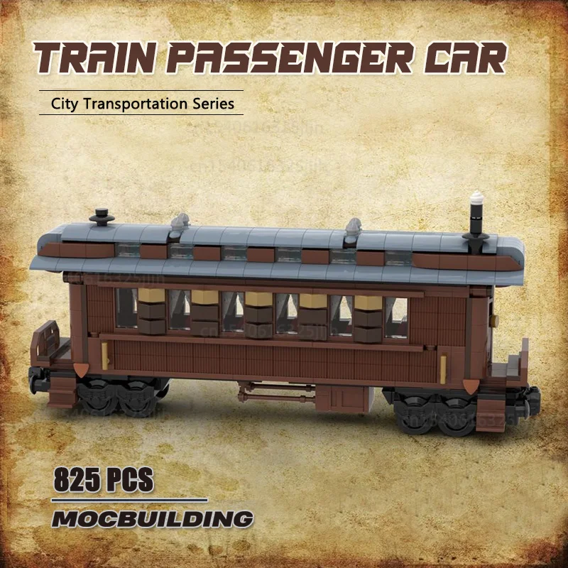 MOC West Building Blocks Train Passenger Car Technology Bricks Country Village City Vehicle Model Display Collection Toys Gifts