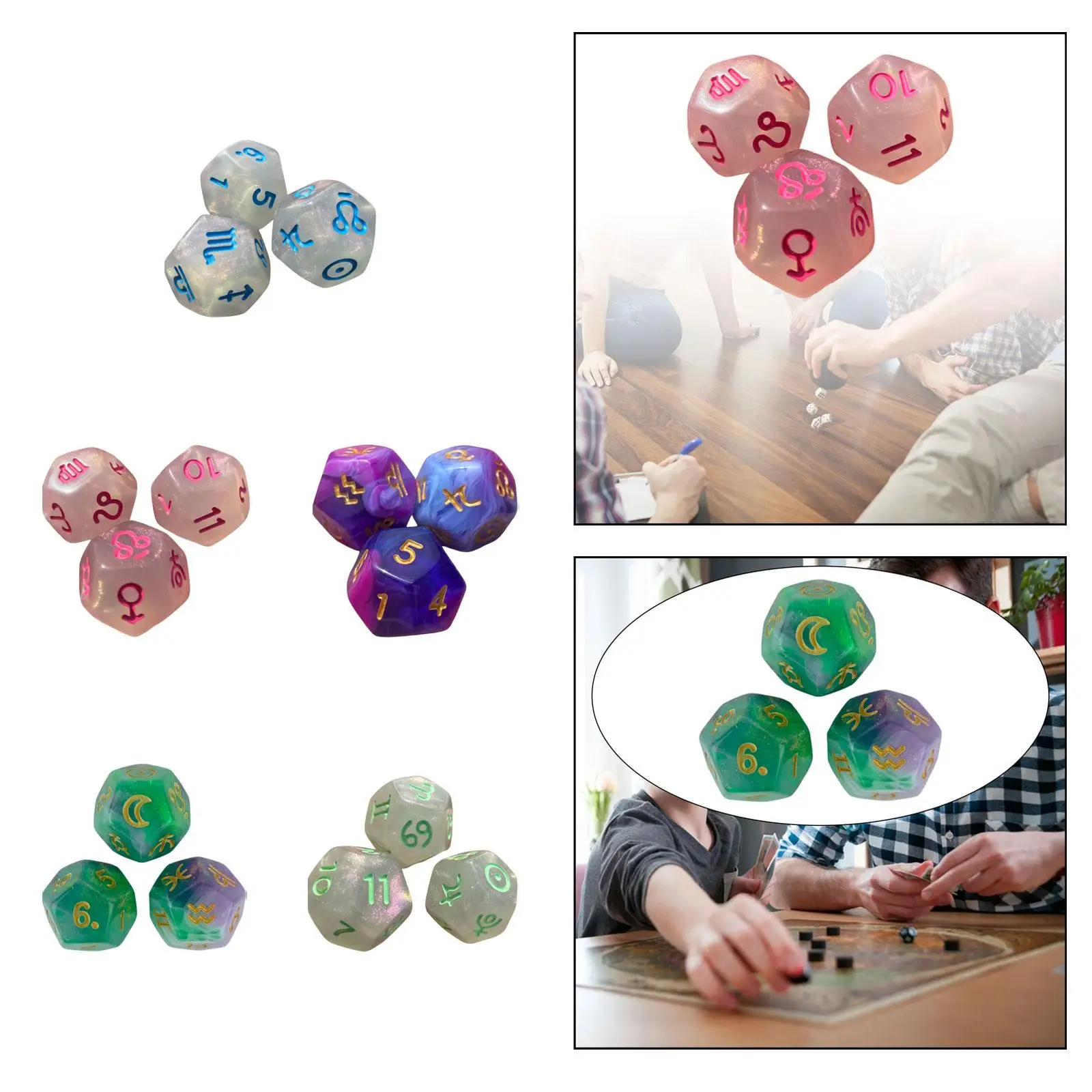 

3x 12 Sided Dice Entertainment Toys Astrology Dice for KTV Role Playing Game