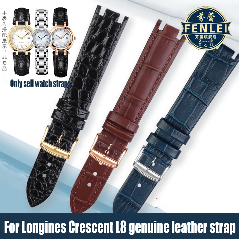 For Longines Heart Moon L8 Women's Leather Watch Strap Concave L8.111 110 Soft Notch Watch Band 16*14MM 18*16MM Cowhide Bracelet