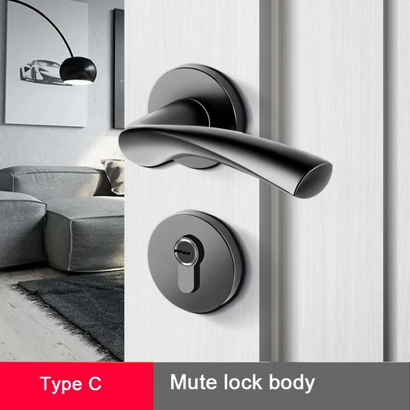 Modern Simple Light Luxury Zinc Alloy Door Lock Home Interior Door Panel Mute Door Lock Factory Interior Lever Door Lock
