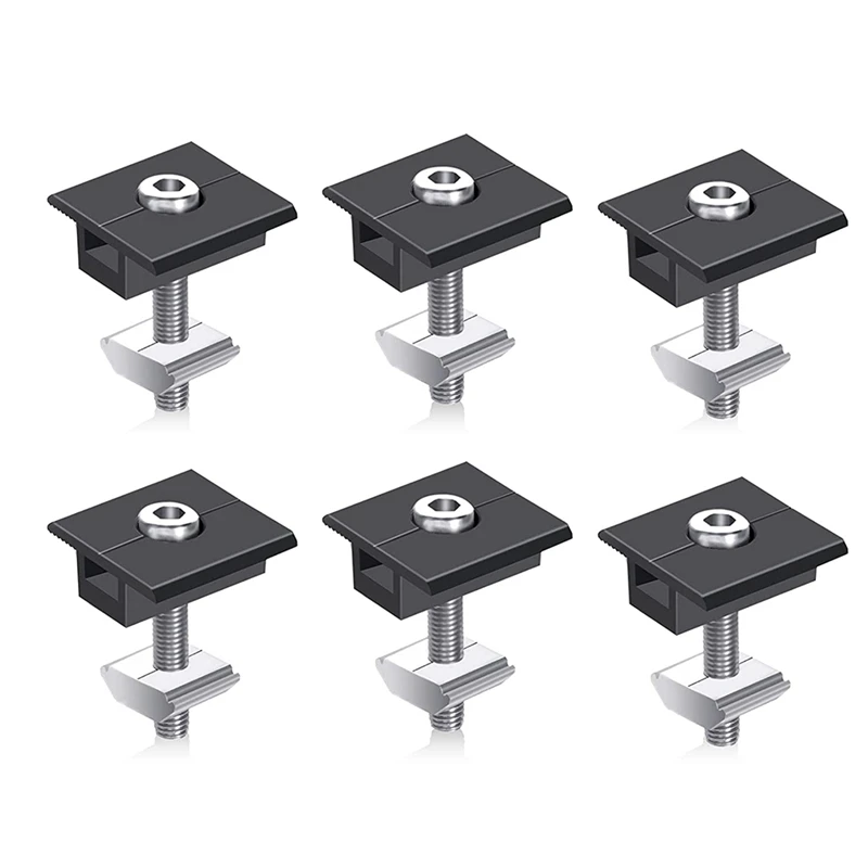 

6 Pack Centre Clamp 30Mm Black T-Shaped Centre Clamp Photovoltaic Adjustable Solar Panel Centre Clamp For Solar Panel