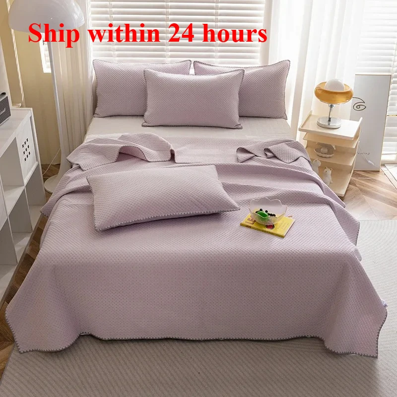 

2025 new Bubble cotton jacquard ultrasonic blanket light luxury nap casual quilt plain solid color small blanket thin blanket