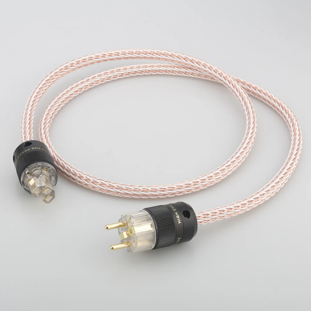 

Hi-end 6N 12TC OCC Hifi Schuko EUR Power Cable Audiophile AC Power Cord With Glod Plated EU US Plug