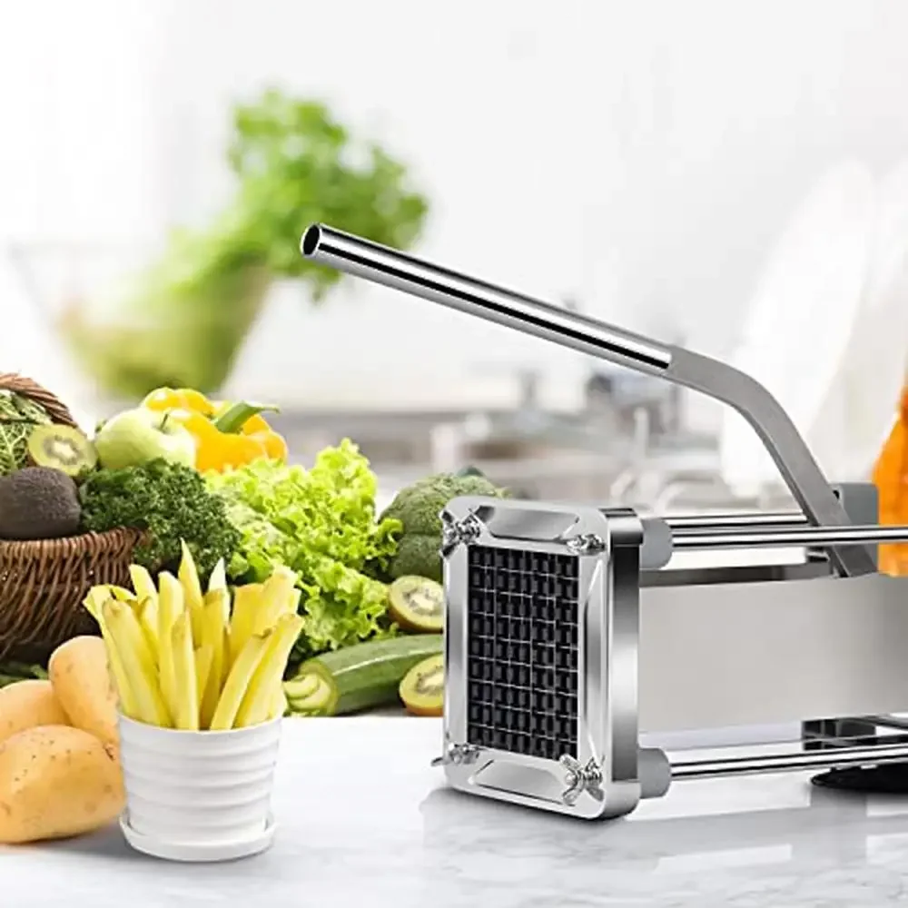 Профессиональная ножка для картофеля фри из нержавеющей стали, картофеля, моркови, огурцов, лезвия 3/8 дюйма и 1/4 дюйма, эргономичная ручка, без четверти