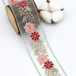 1 Yards Ethnic Style Organza Embroidery Lace Ribbon Mesh Clothing Trim