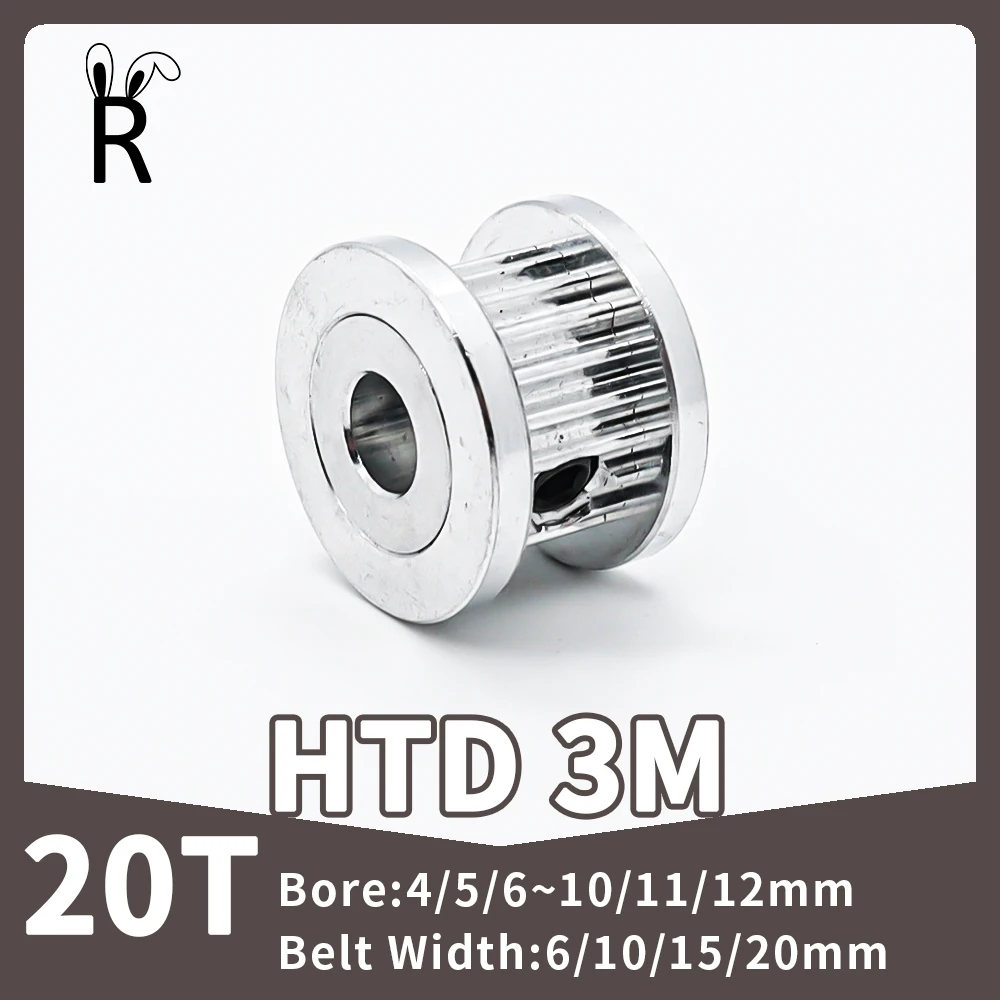 HTD sincronismo polia furo, roda síncrona, 20 dentes, 4mm, 5mm, 6mm, 10mm, 11mm, 12mm, 6mm, 10mm, 15mm, 20mm Largura, HTD3M