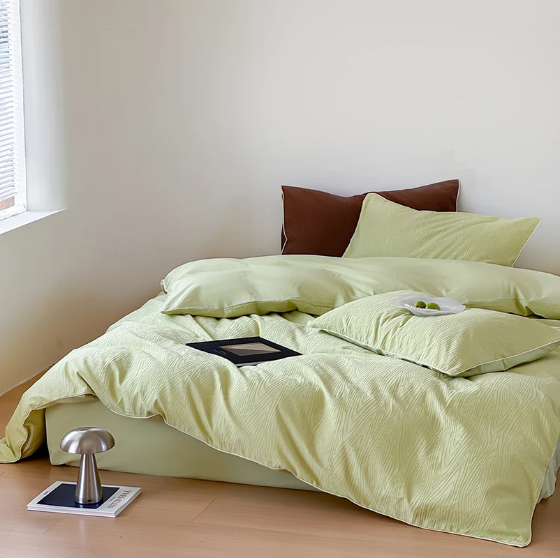 2026 New Bedding Set, High-quality 100% Cotton Combed, Jacquard Yarndyed Duvet Cover Set, King Queen Size for Home Bedroom Decor