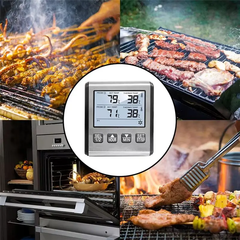AB02 TP710 Digital Timing Food Thermometer Temperature Meter With Timer-Function Meat Probe Electronic Kitchen Tools For BBQ
