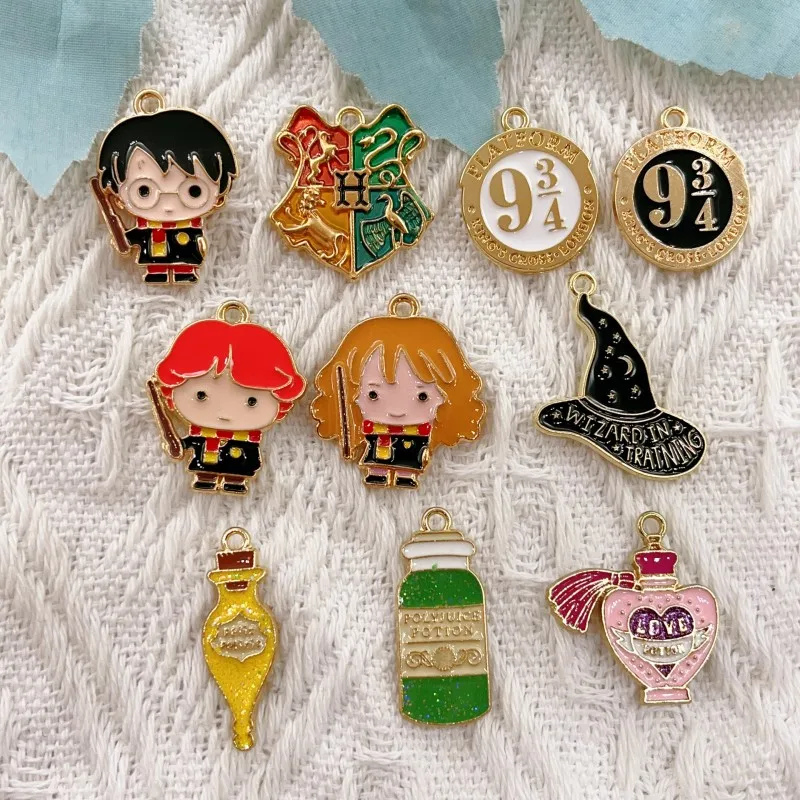 10pcs Alloy Dripping Charms Charm Pendant Cartoon School of Magic Pendant DIY Keychain Earrings Jewelry Accessories Charms