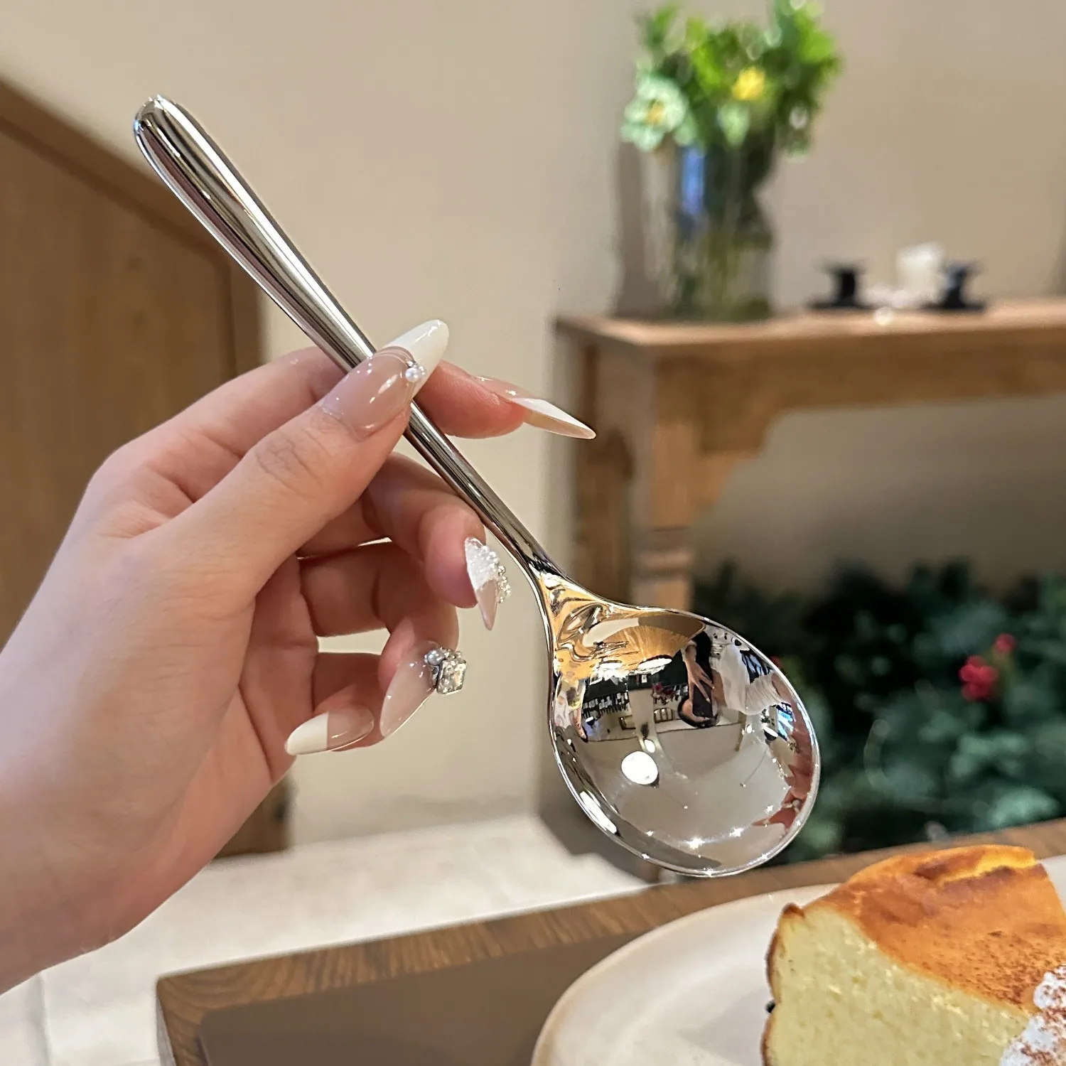 

Лежка из нержавеющей стали Thiened 36, с ручкой, цельная обеденная ложка, ложка для еды, большая круглая головка, кухонная утварь