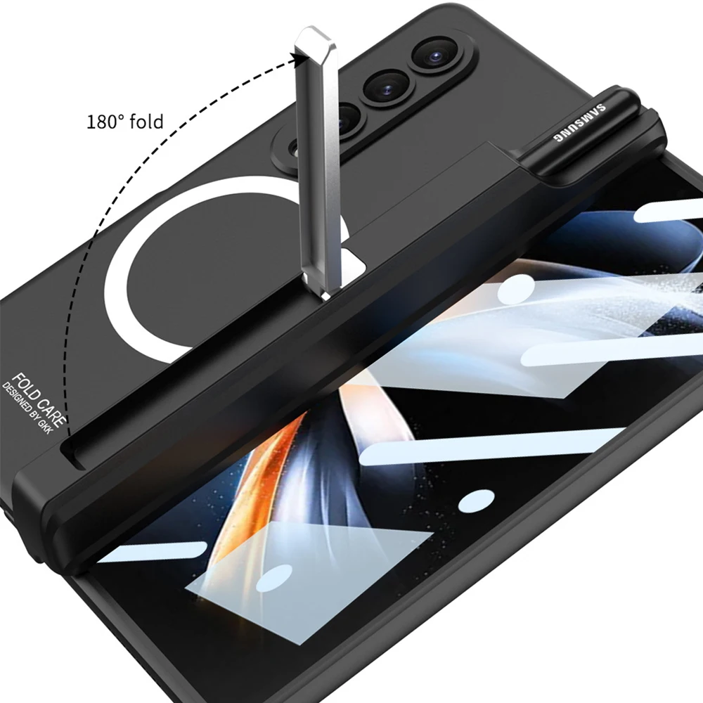 Etui do Samsung Galaxy Z Fold 6 7 4 Magsafe Bezprzewodowe Ładowanie Magnetyczne Zawias Uchwyt na Rysik Podstawka z Folią Ochronną do Z Fold5 Fold3 — zdjęcie produktu 6