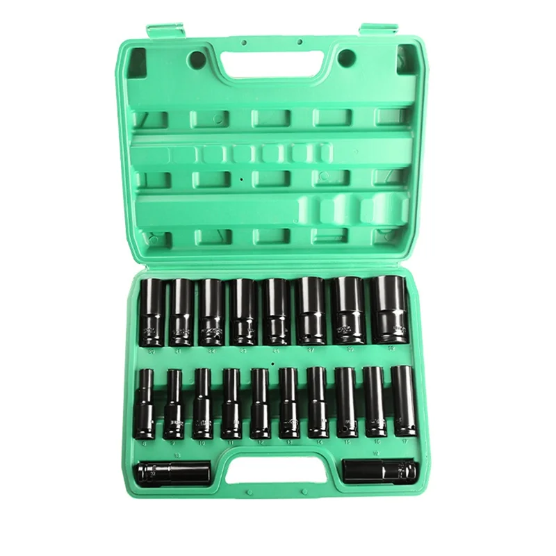 ABKU-20PCS 1/2" 8-32Mm Drive Socket Set Metric Deep Socket Set 6 Point Hex Design Impact Socket Set With Portable Storage Case