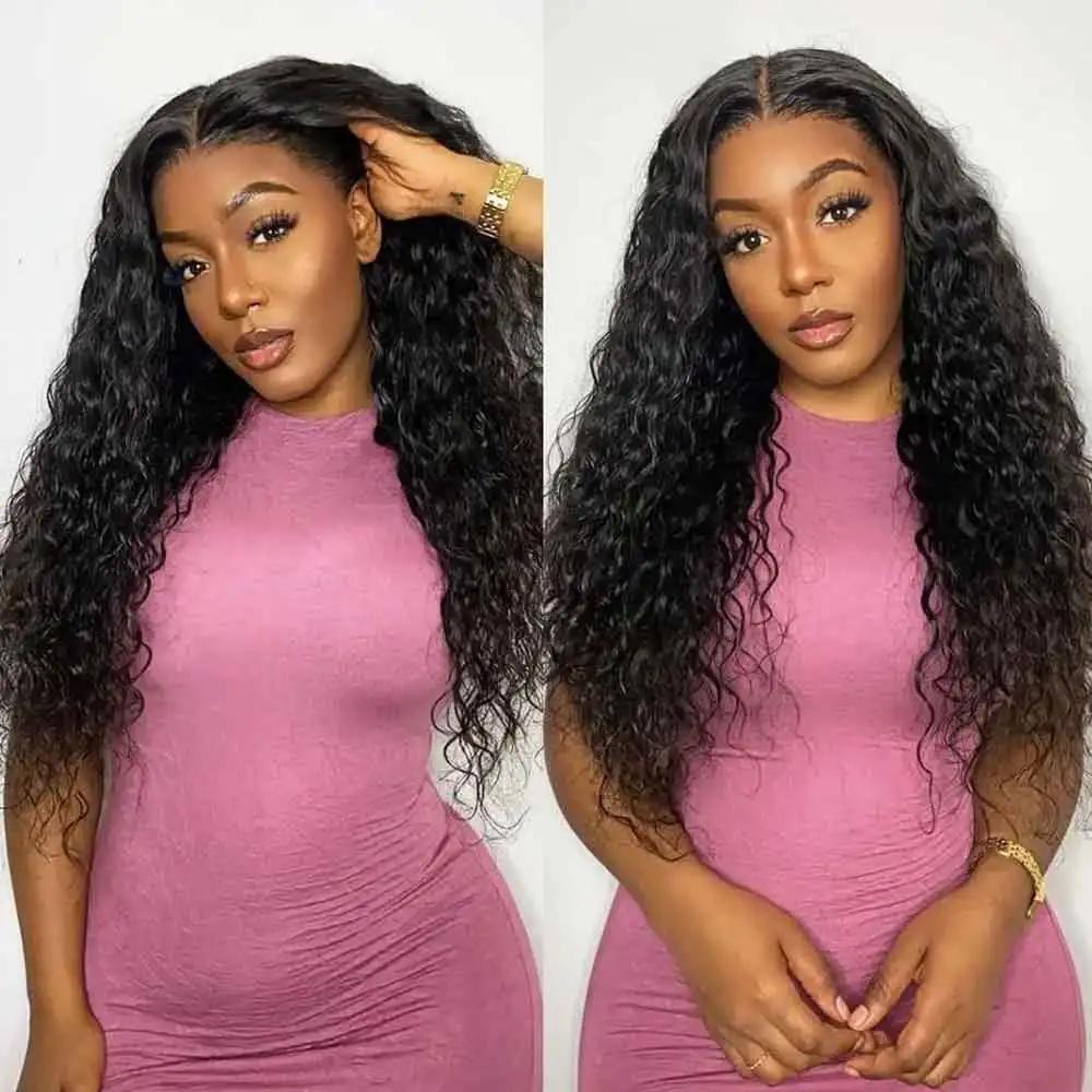 

36 40 inch 13x6 HD Transparent Deep Wave Human Hair Lace Frontal Wig 13x4 Curly Lace Front Human Hair Wigs For Black Women 180%