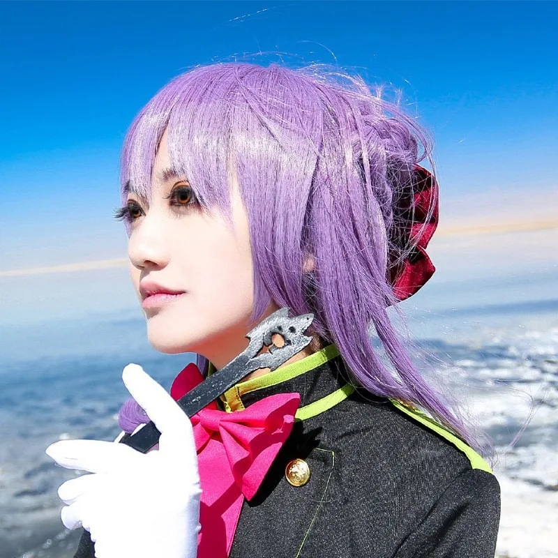 Shinoa Hiiragi Cos Parrucca da modellazione Anime Serafino della fine Eroina Ruolo Personaggio Copricapo Stage Cosplay Copricapo Bob Taglio di capelli