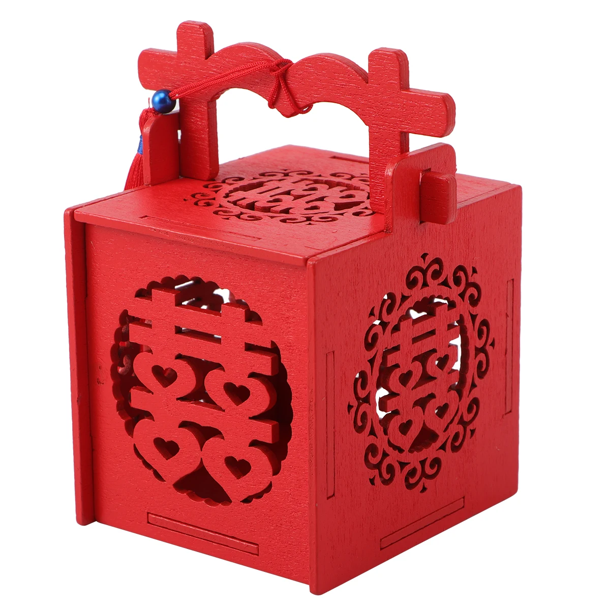 

4pcs Party Favors Decorative Gift Packaging Wooden Blue Bead Tassel Chocolate Boxes Wooden Candy Case Chocolate Boxes