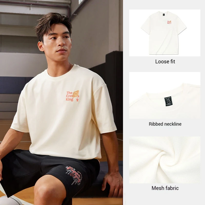 T-shirt sportiva da uomo a 361 gradi allentata traspirante casual girocollo manica comoda top fitness ad asciugatura rapida uomo 652526102