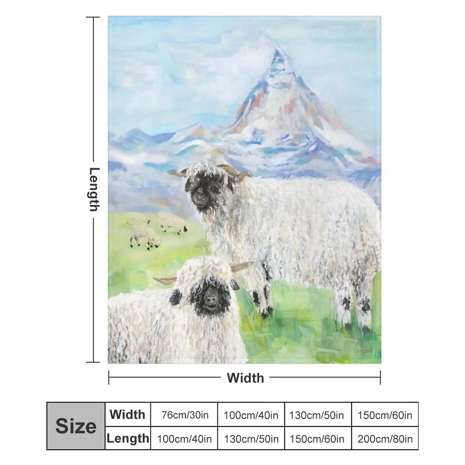 Valais Blacknose الأغنام في الماترهورن رمي بطانية دافئة لفصل الشتاء الحرارية الحرارية للسفر بطانيات الأربعاء