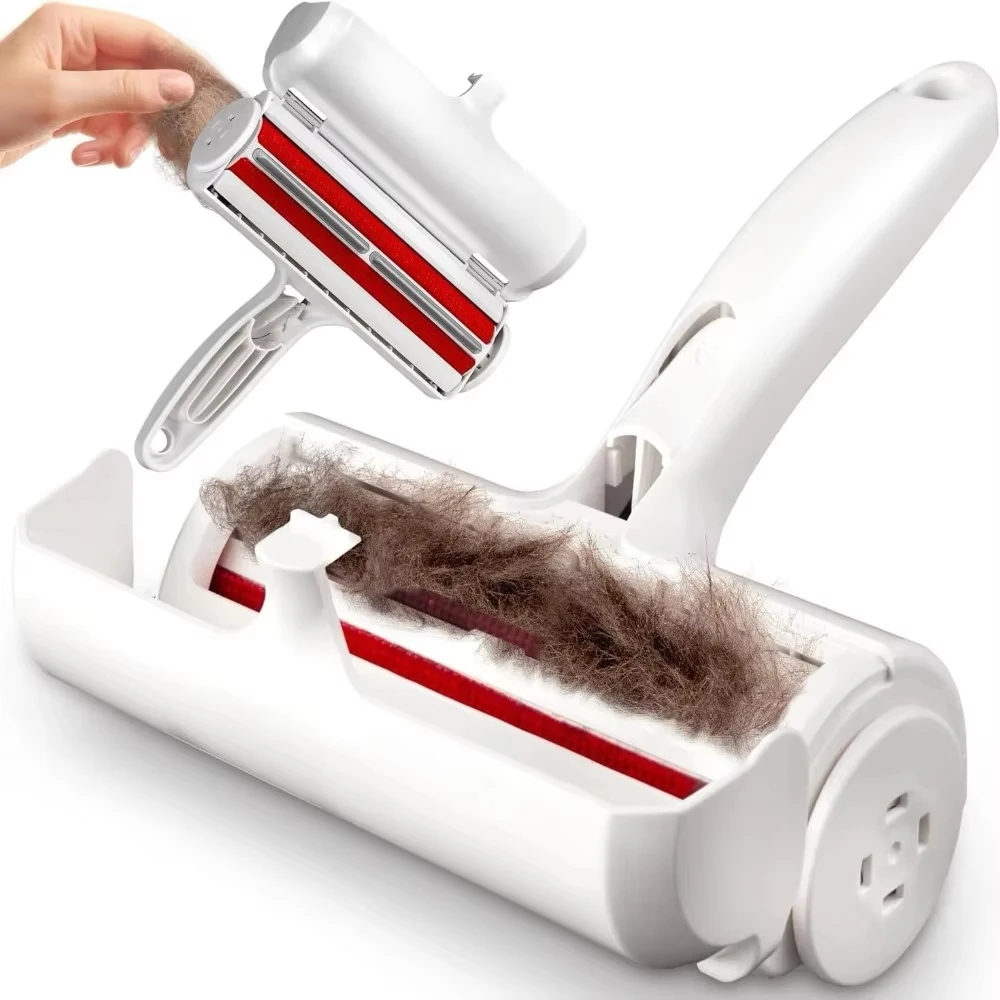 Removedor de pelos de animais, pelos soltos removidos com um simples toque, movimento de rolagem bidirecional, remoção de pelos em dois sentidos, lavável e reutilizável.