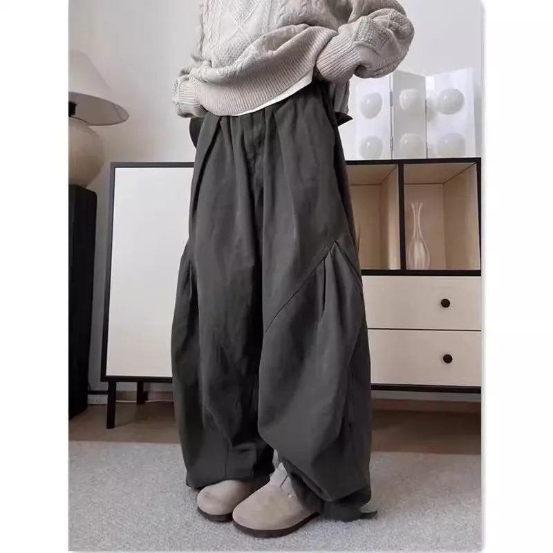 

Очень большие 300-мешовые американские драпированные широкие брюки, свободные мужские повседневные длинные брюки с эластичной резинкой на талии