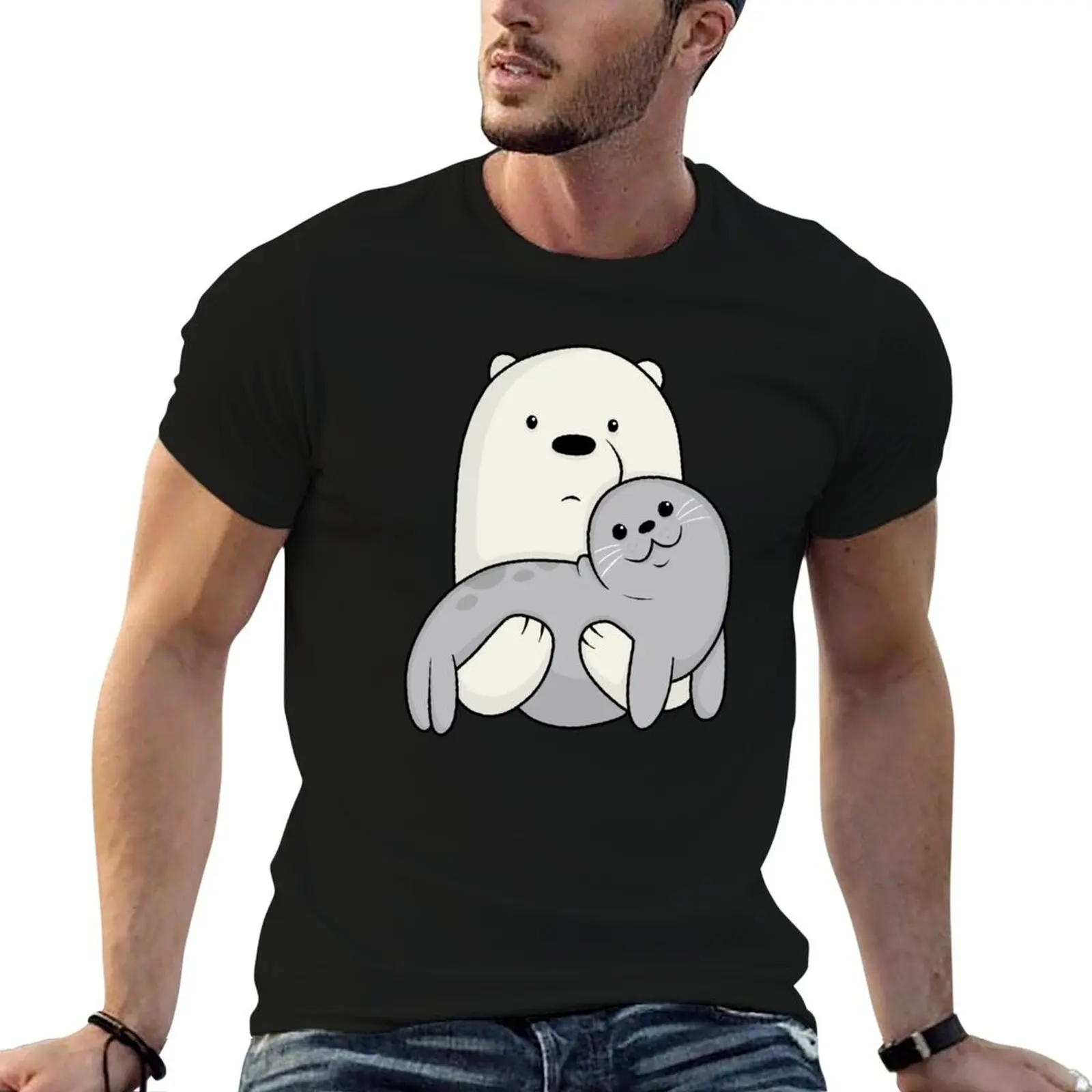 

Ice Bear and Seal T-Shirt vintage anime shirt Blouse mens t shirts top quality