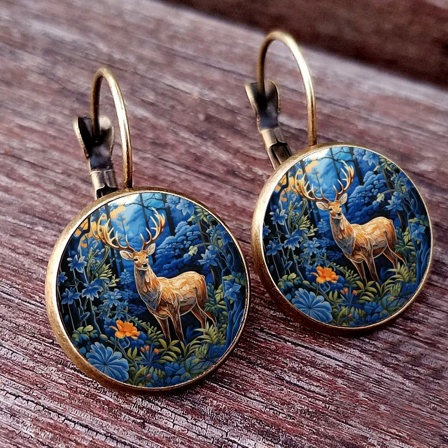 New Arrival Colorful deer earrings deer sika deer Glass Cabochon Womens Earrings like deer girls jewelry earrings gifts