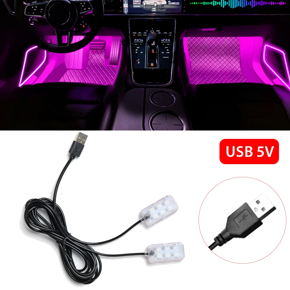 LED Auto Innen Umgebungs Fuß Streifen Licht Kit Zubehör Hintergrundbeleuchtung Auto Innen Umgebungs Lampen mit LED Rosa Licht